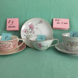  Teacup Tea Cup and Saucer Vintage 