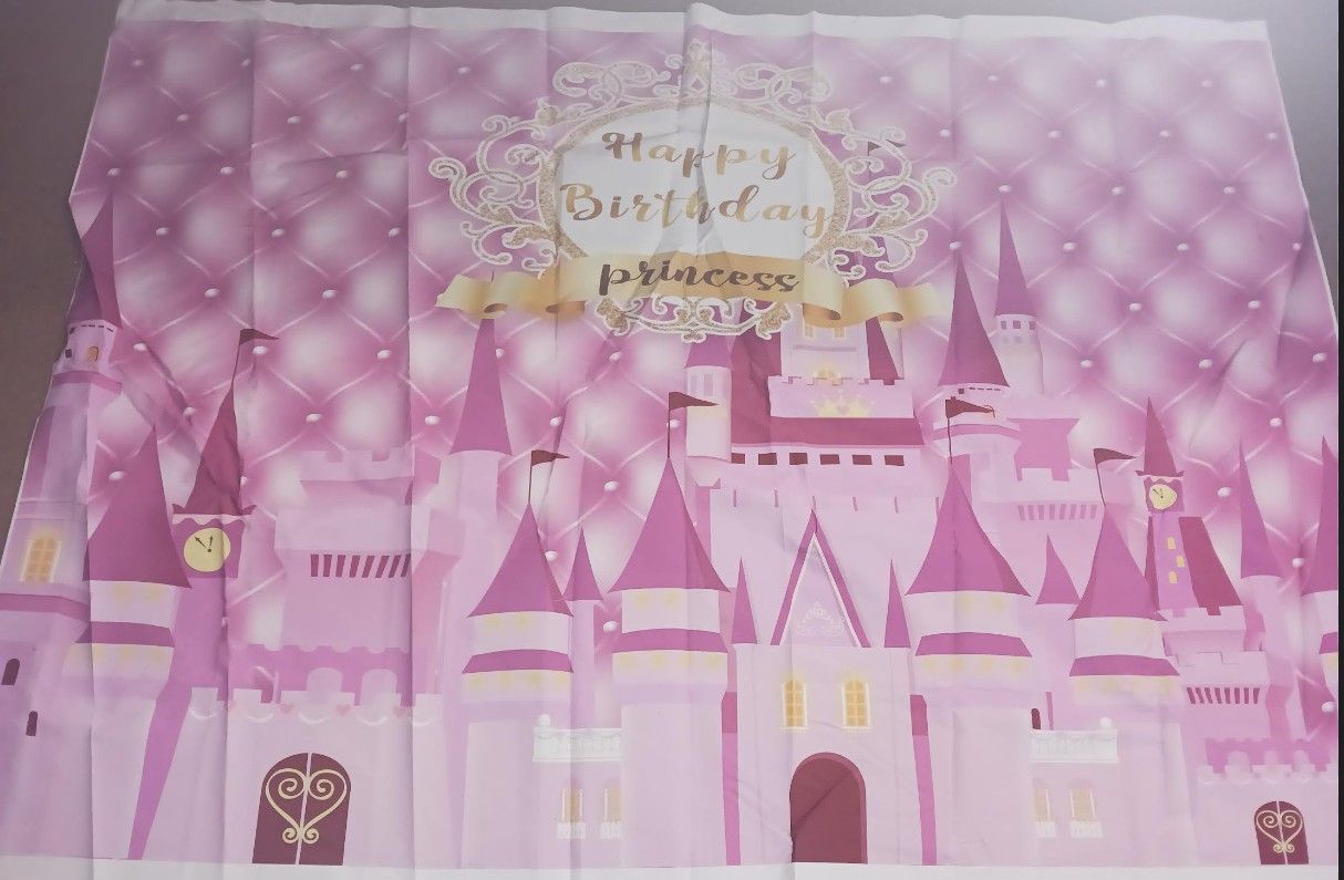 Princess birthday party banner - approx 89"L x 50" W