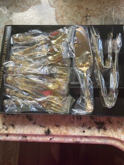 24 Karat Gold Plated Serving Set