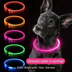 Rechargeable Color LED Dog Collar. One Size. Cutable For Small To Large Dogs