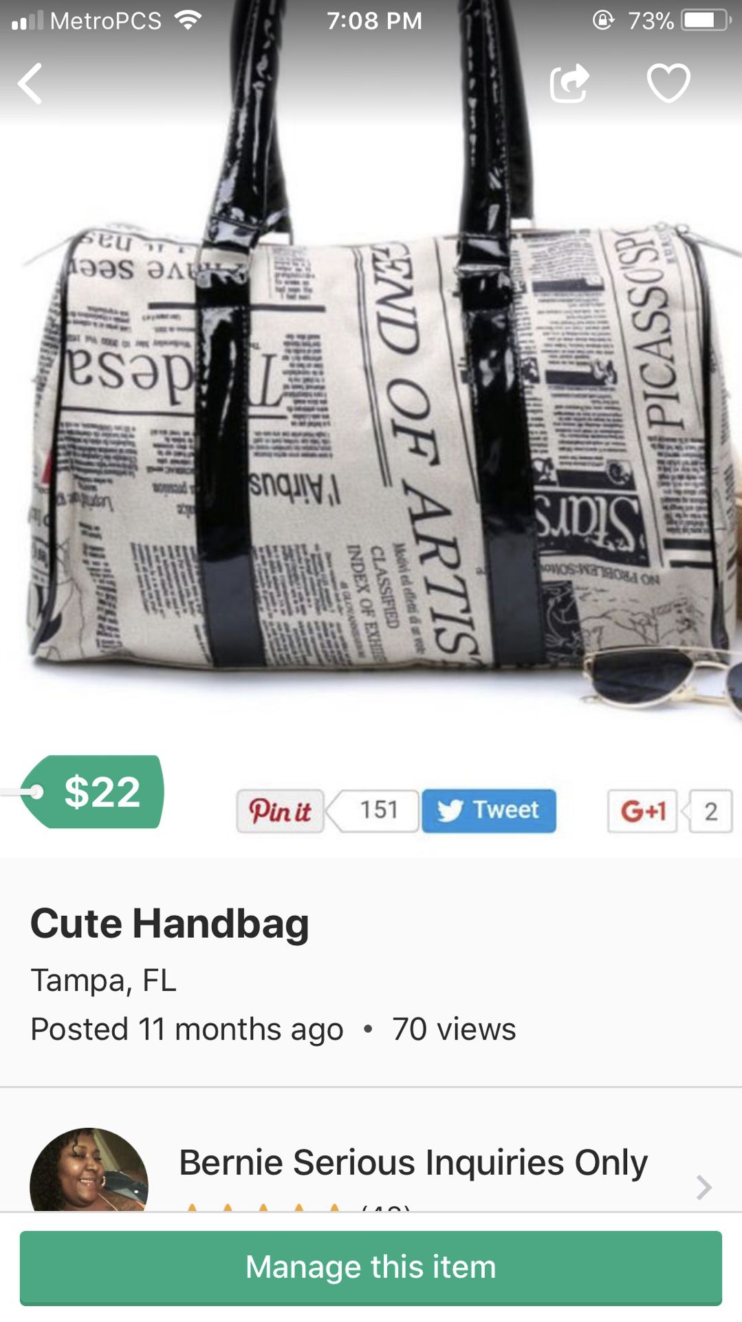 Cute Handbag (Price Reduced)