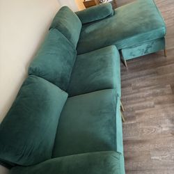 Green Sectional Sofa/record Player/table 