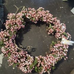 Pink Wreath With Bird 