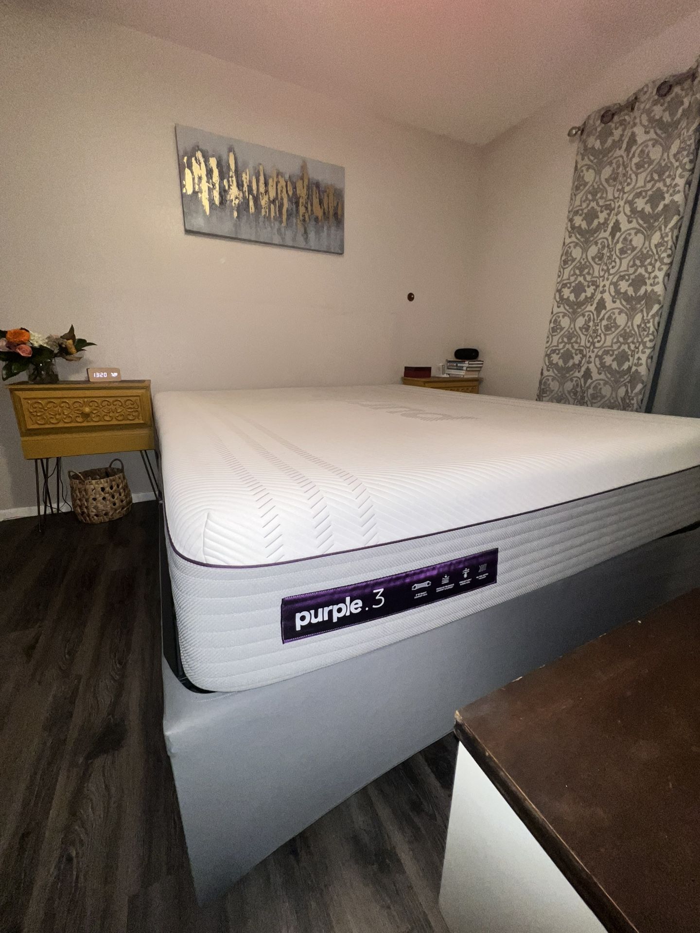 Cali King Bed Frame With Purple bed Mattress