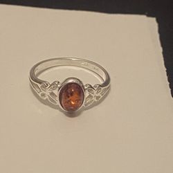 Sterling Silver Honey Amber Ring