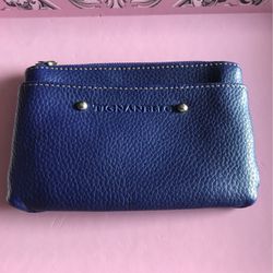Tignanello Blue Leather Wallet W/ Mirror & Keychain Open Box