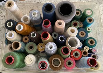 Large Lot of Assorted Vintage Sewing Thread Spools and Cones