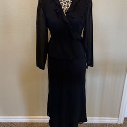 Womens Wrap Around Sheer Top With Beaded Trim And Skirt, Size 8P, $10