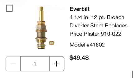 Shower and faucet parts . plumber special
