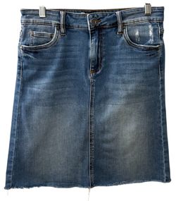 Kut from the Kloth Light Wash Denim Skirt Raw Hem Women's Size 4