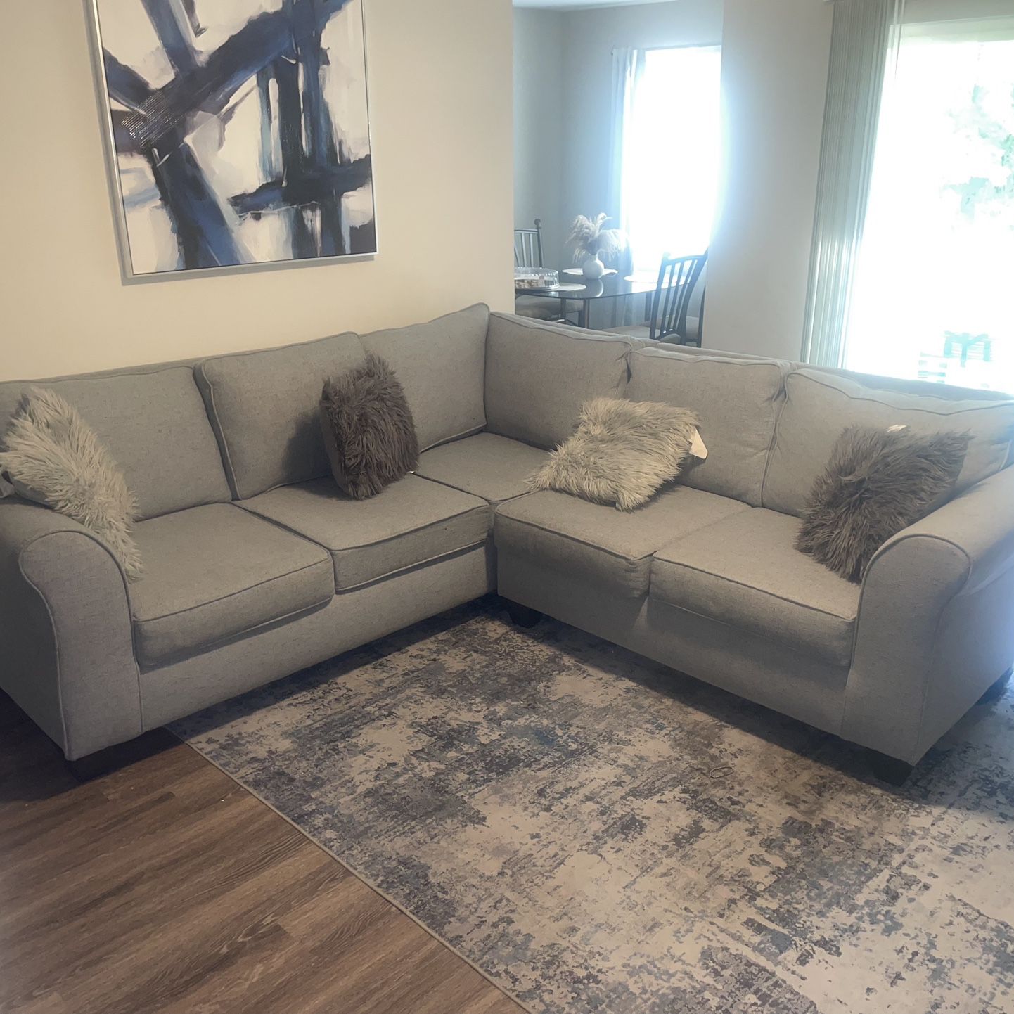 BEST OFFER! Blue Grey lush Sectional Ready For Pick Up In ATL! 