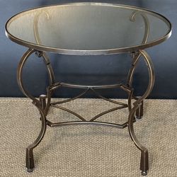 Oval Glass Coffee Table Heavy Wrought Iron Base Scroll Design