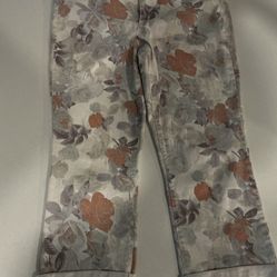 VINTAGE X AMERICA Women’s Brick Red Gray Cream Rolled -Up Pants - SZ. 16/33