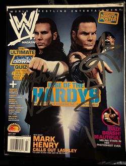 WWE HARDY BOYZ SIGNED magazine  PHOTO ORIGINAL MATT AND JEFF HARDY