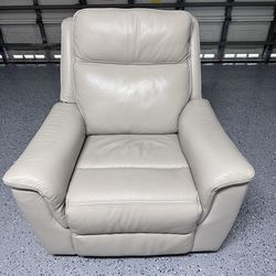Mason Light Gray Leather Power Swivel Glider Recliner
