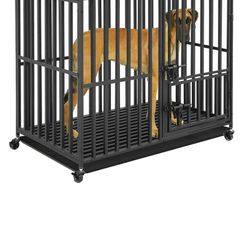 BingoPaw Heavy Duty Dog Crate: 38 Inch Heavy Duty Metal Pet Crate with Wheels by Tear-Resistant Square Tube, Puppy Training Playpen