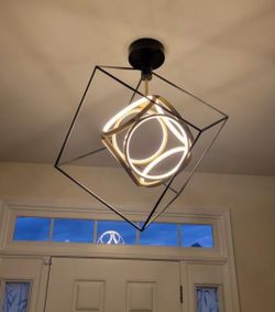 Artika Luxury 29-Watt 1 Light Black and Gold Modern Industrial Integrated LED Pendant Light Fixture