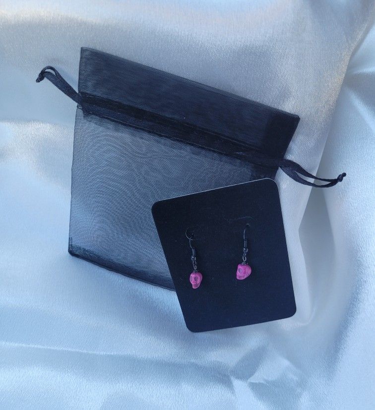 Purple Skull Earrings And Necklace