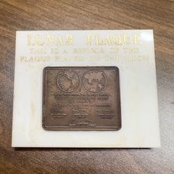 Vintage Apollo 11 “Lunar Plaque” Replica - Marble Moon Landing Commemorative