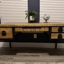 Wood and Metal Desk with Drawers