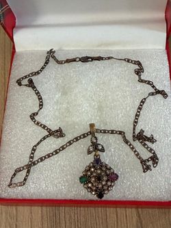 Cadena plata 925 dije piedras joyería antigua