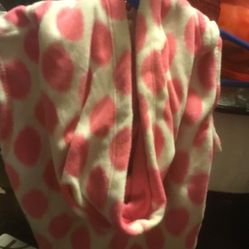 One Sleeve Lesssweater Jacket    Color White With  Pink dots    Zipper Up The Front Size 24 Months on Sale Forjust 2.00