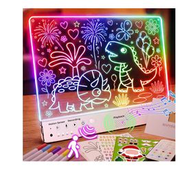 Brand new Smart LED Drawing Board for Kids, Rechargeable Drawing Tablet Display Booth Motion Sensor Voice Playback, DIY Stickers, 3 Songs, 11 Light Ef