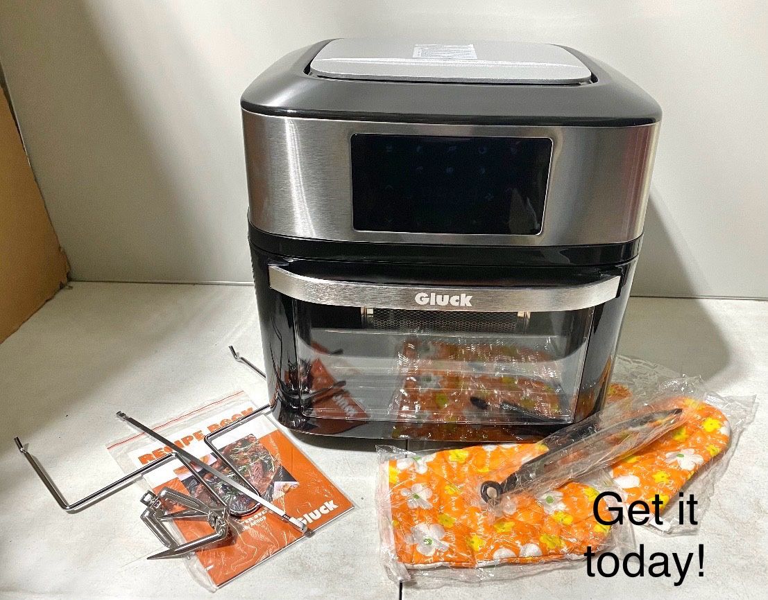 Smart!  New Other Gluck 20qt 10-in-1 Air Fryer Oven Combo W/Window & Rotisserie Rack