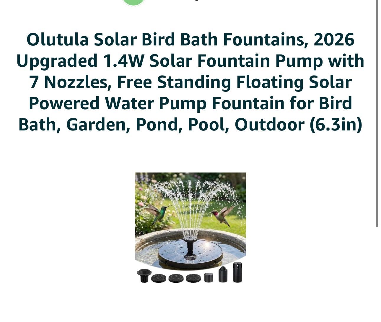 Solar Floating Fountain Pump for Bird Bath Pond Pool – 7 Nozzles