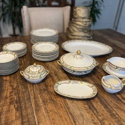 Antique C. Ahrenfeldt Limoges France Dinner Service 46 Piece