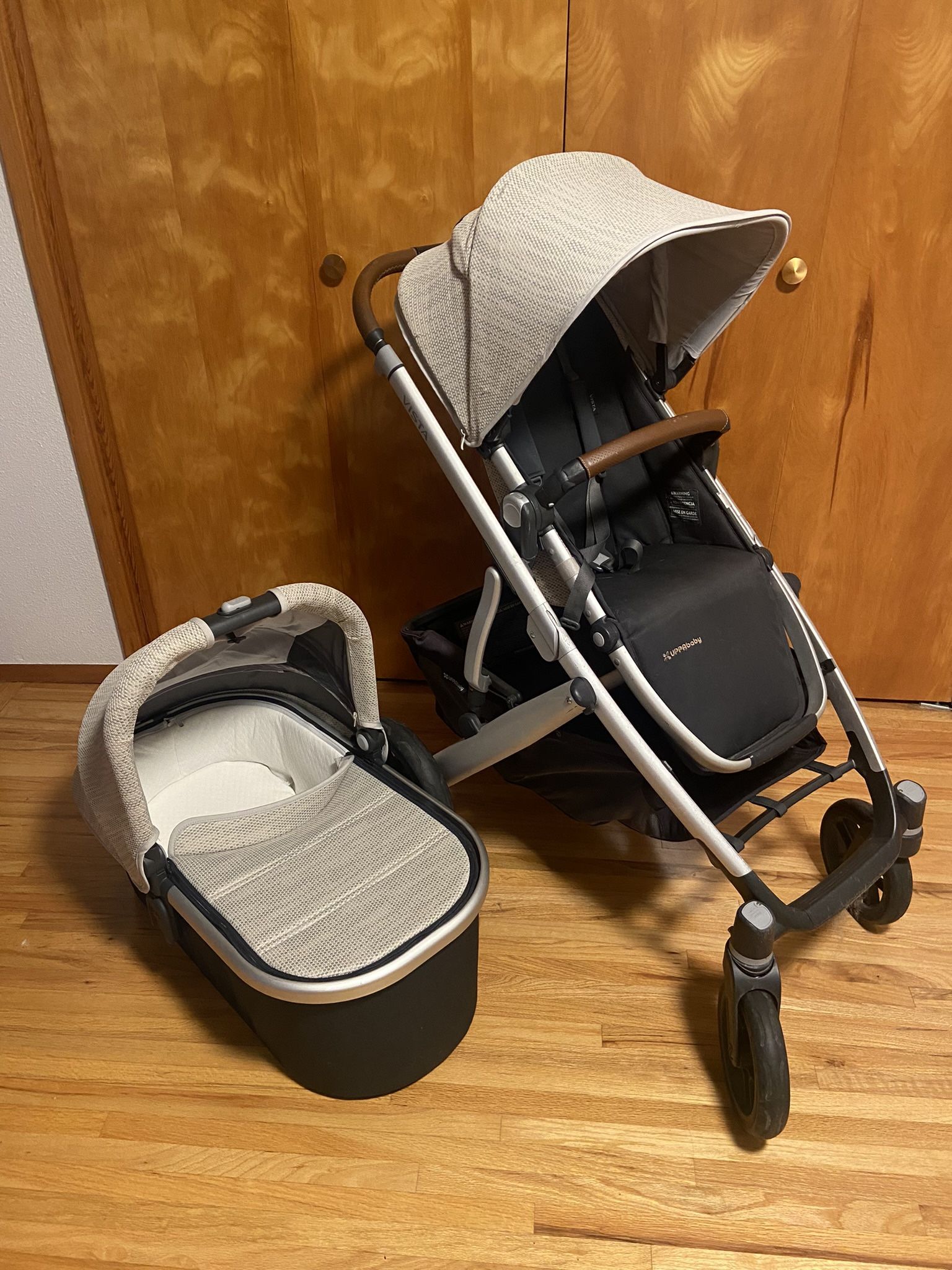 Uppababy V2 Cruz Stroller With Bassinet Beige