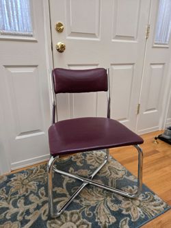 Vintage Burgundy Vinyl & Chrome Chair