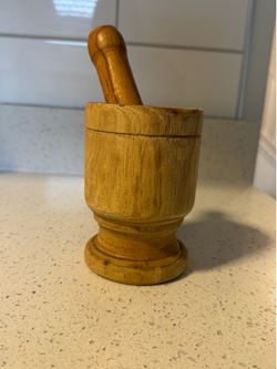 Wooden mortar and pestle