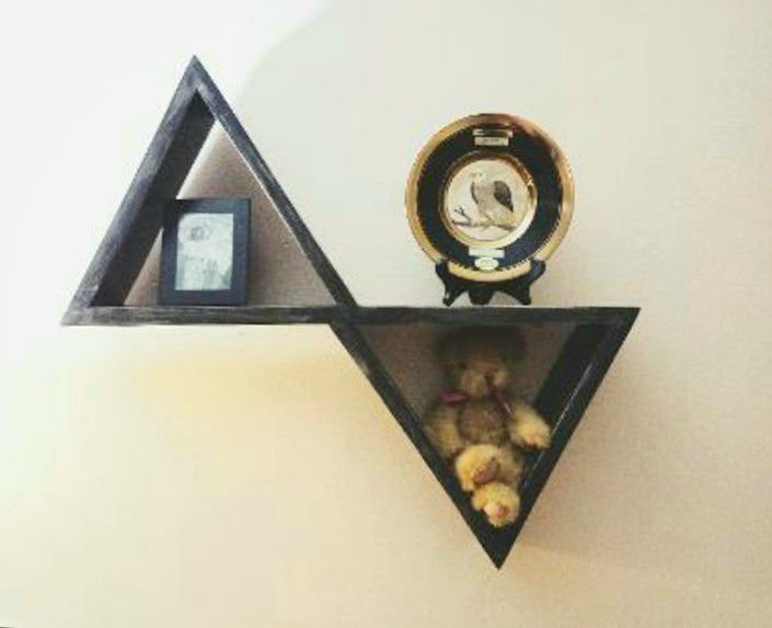 New Wooden Triangle Floating Wall Shelf 