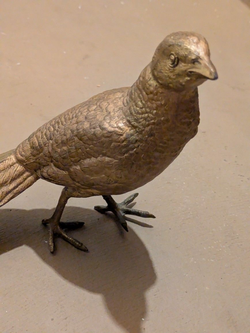 Vintage Brass Pheasant Bird Statue.  Great Condition. 