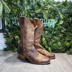 Justin BRL126 Bent Rail Distressed Brown Leather Western Shawnee Boots Womens 9B