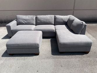 Grey Costco Thomasville Artesia 2 Piece L-Shaped Sectional w/Ottoman