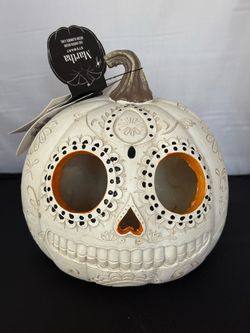 NEW Martha Stewart LED Sugar Skull Pumpkin 🎃 Light-Up Halloween Decor