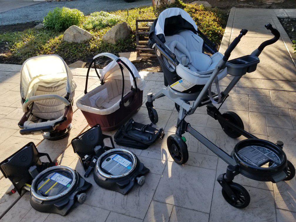 NEEDS TO GO ASAP-Orbit G2 G3 travel system double stroller helix extension/ bassinet,carseat,toddler seat..