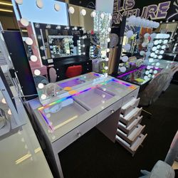 Brand New Vanity 8 Drawers With RGB Light & XL HOLLYWOOD Mirror $989