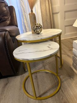 Marble-Top Nesting Side Tables Set of 2