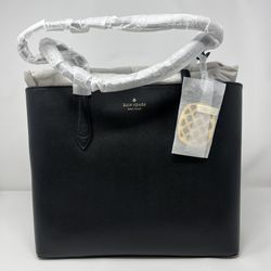 Kate Spade Marlee Saffiano Tote Bag In Black With Pineapple Charm