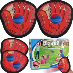 4pcs Sticky Toss and 4 Pcs Catch Ball Game Set for Kids - Baseball Glove Mitt Inclu...