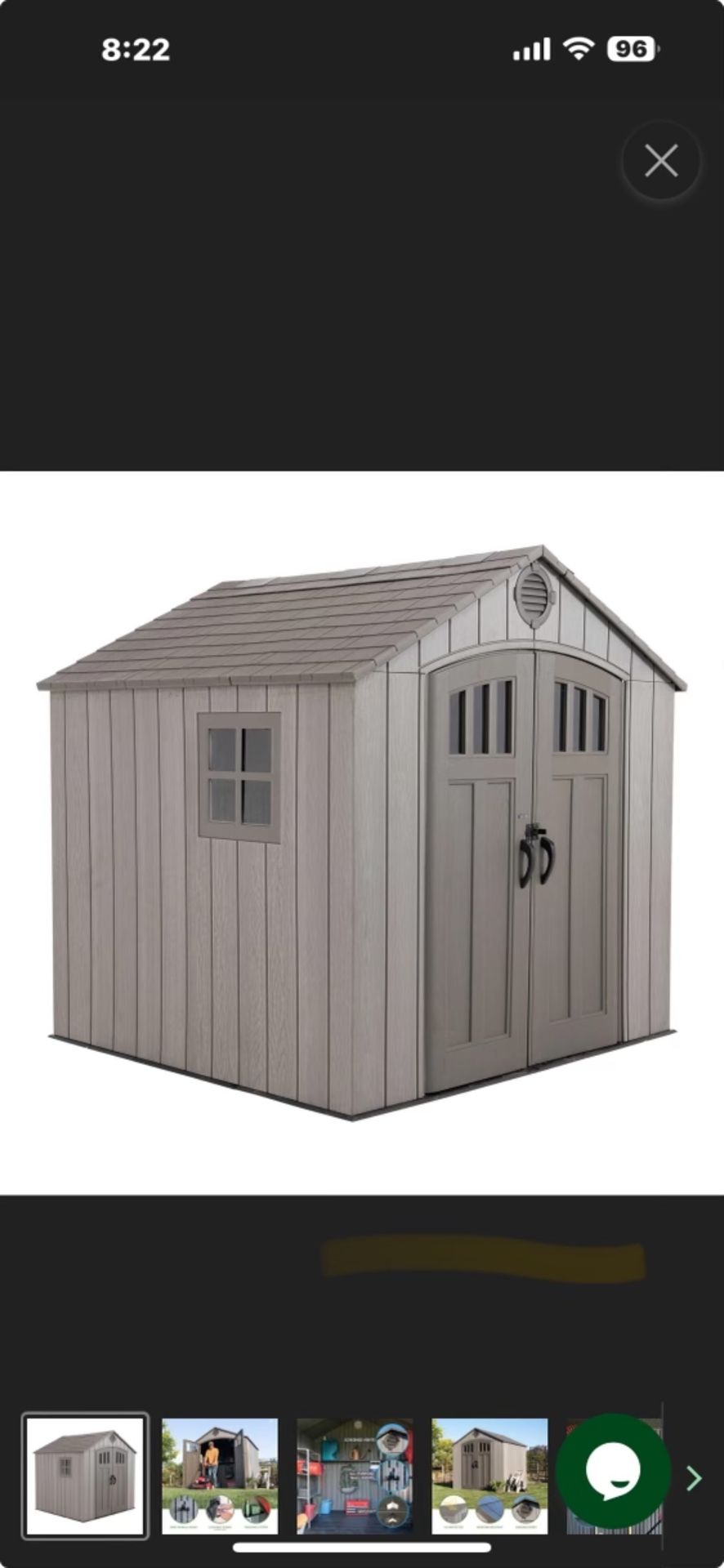 Lifetime 8 Ft. X 7.5 Ft. Outdoor Storage Shed Brand New