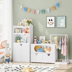 2 PCs Toy Storage Organizer Set Combo with Clothes Rail