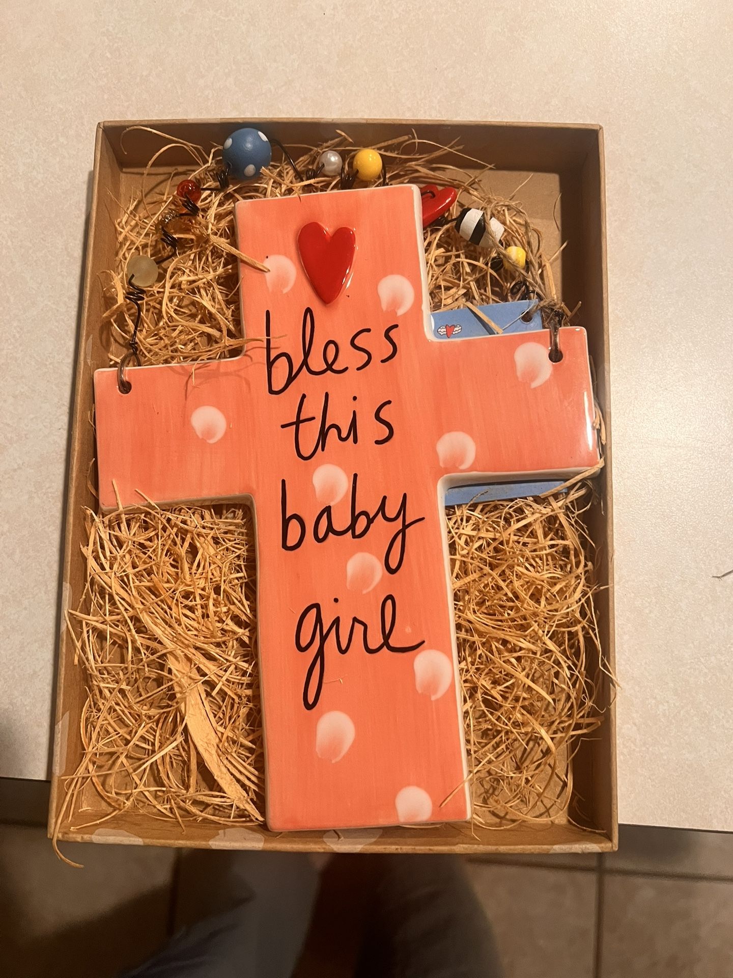 Bless This Baby Girl Cross Wall Hanging 