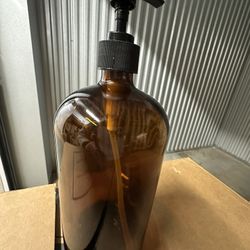 Refillable Brown Glass Pump Bottle by The Container Store, New
