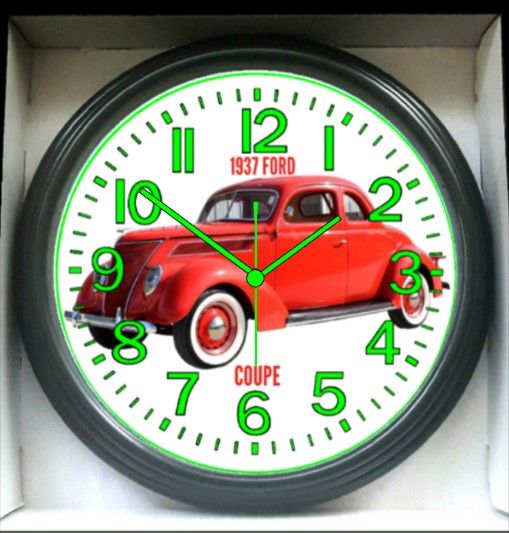 1937 Ford Coupe Garage Shop Glow In The Dark Wall Clock New