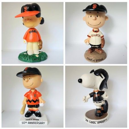 lot of San Francisco Giants SGA Peanuts bobbleheads Charlie Brown, Lucy, Snoopy Joe Cool