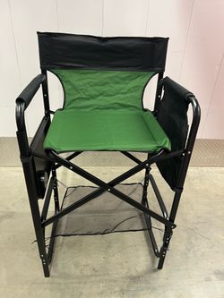 Tall Folding Director's Camping Chair with Side Table